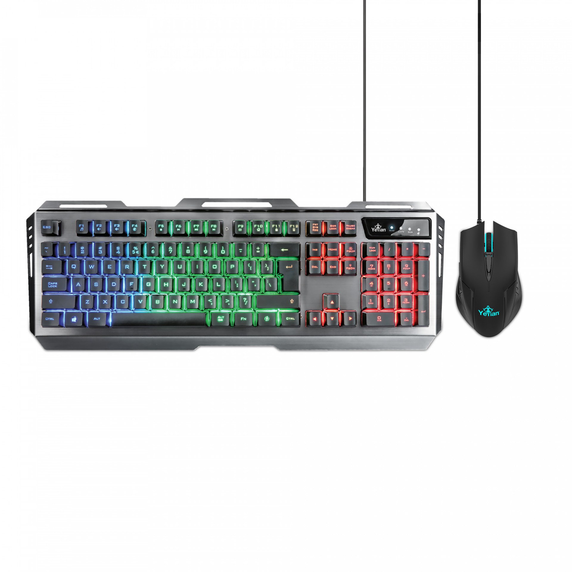 YEYIAN KIT DE TECLADO Y MOUSE GAMER PHOENIX SERIE 3000 – 105 TECLAS, RETROILUMINACION LED, USB, MOUSE 6 BOTONES, SENSOR PIXAT – MODELO. YKP-20706