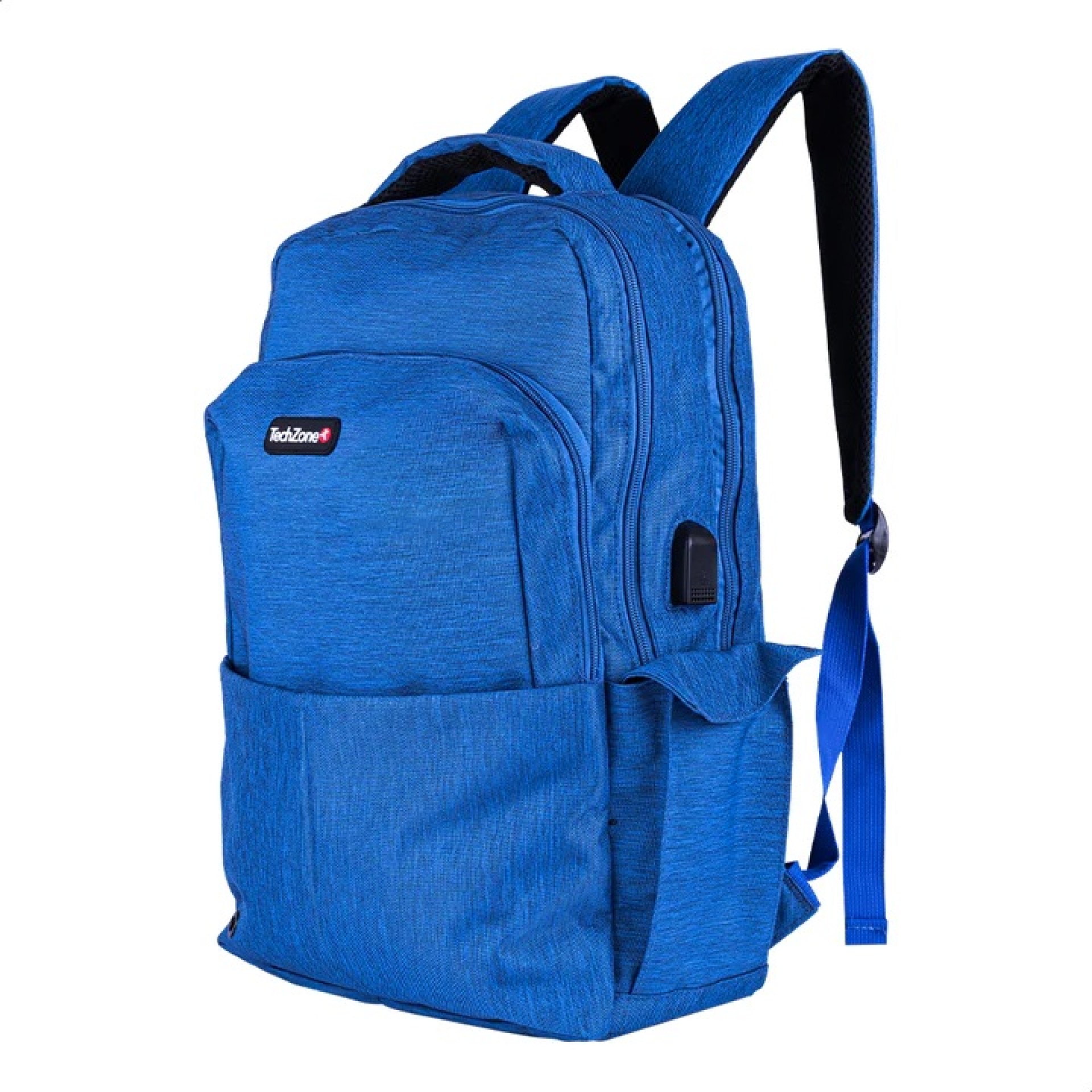 Backpack Courage Navy TechZone de 15.6 pulgadas – múltiples compartimientos, costuras y asas reforzadas, garantía limitada de por vida.