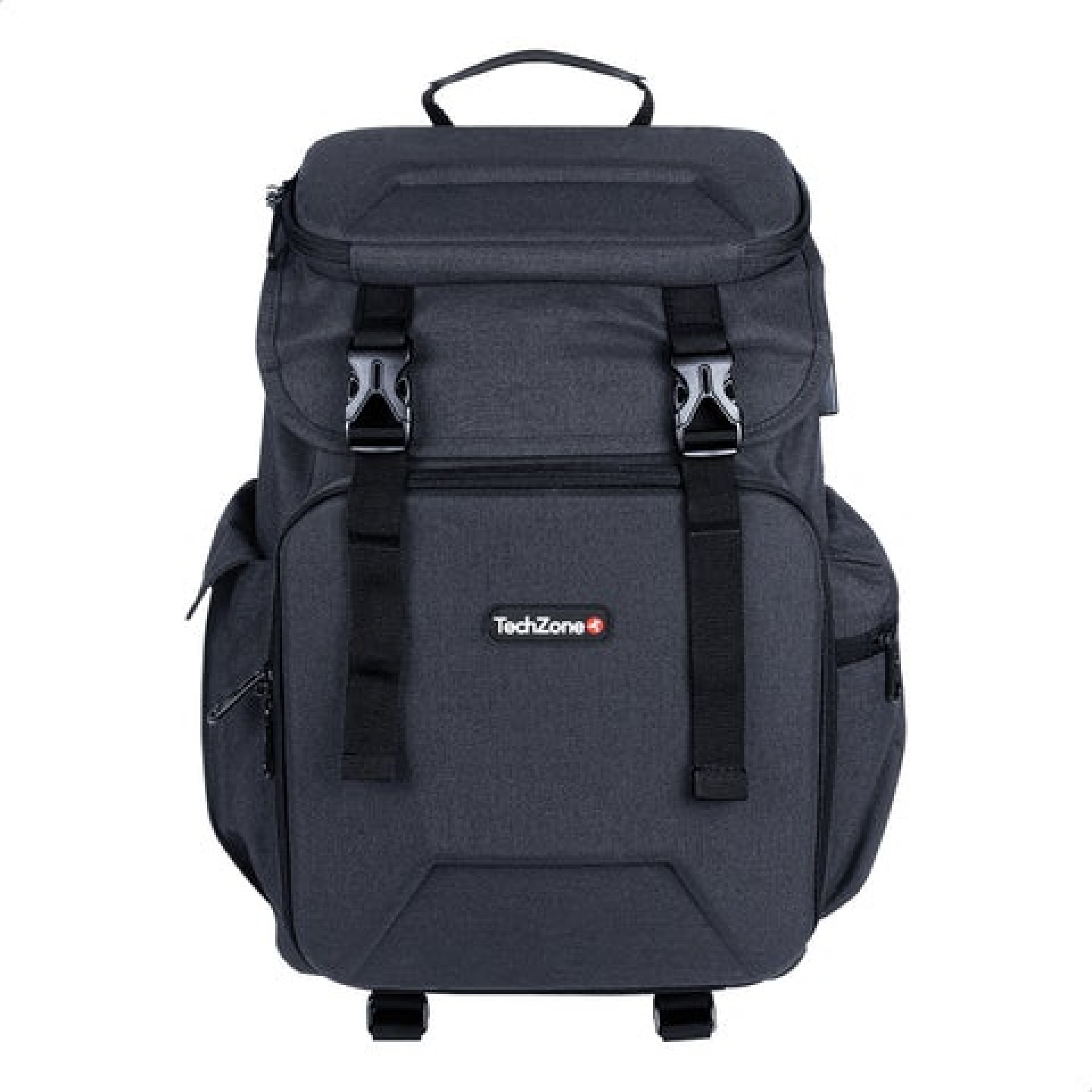 Backpack Glory Black TechZone de 15.6 pulgadas – múltiples compartimientos, costuras y asas reforzadas, garantía limitada de por vida.