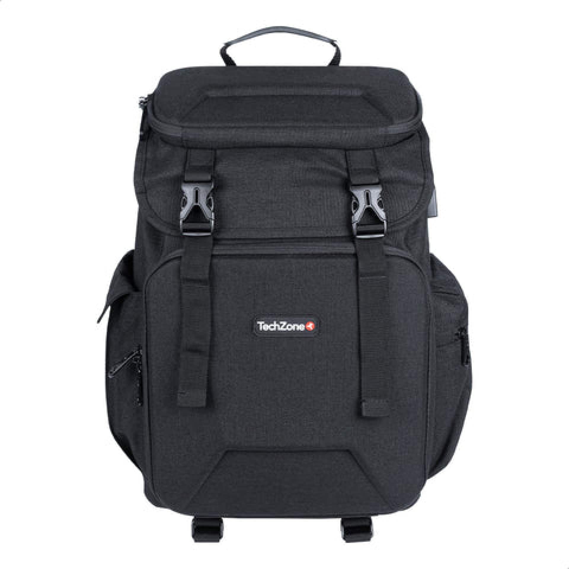 Backpack Glory Grey TechZone de 15.6 pulgadas – múltiples compartimientos, costuras y asas reforzadas, garantía limitada de por vida.