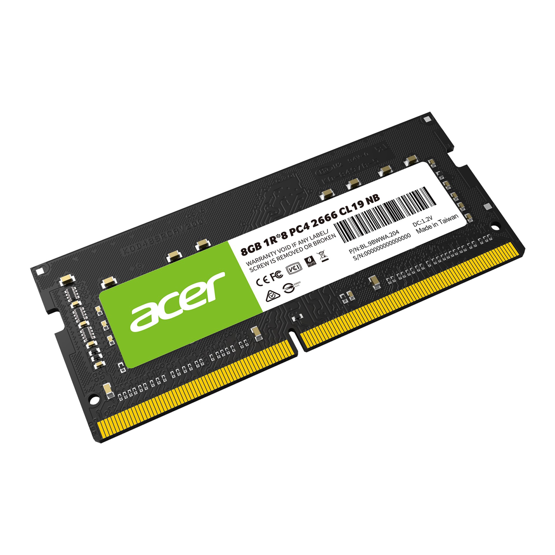 Memoria DDR4 ACER modelo SD100 de 8GB SODIMM 2666Mhz BL.9BWWA.204 –