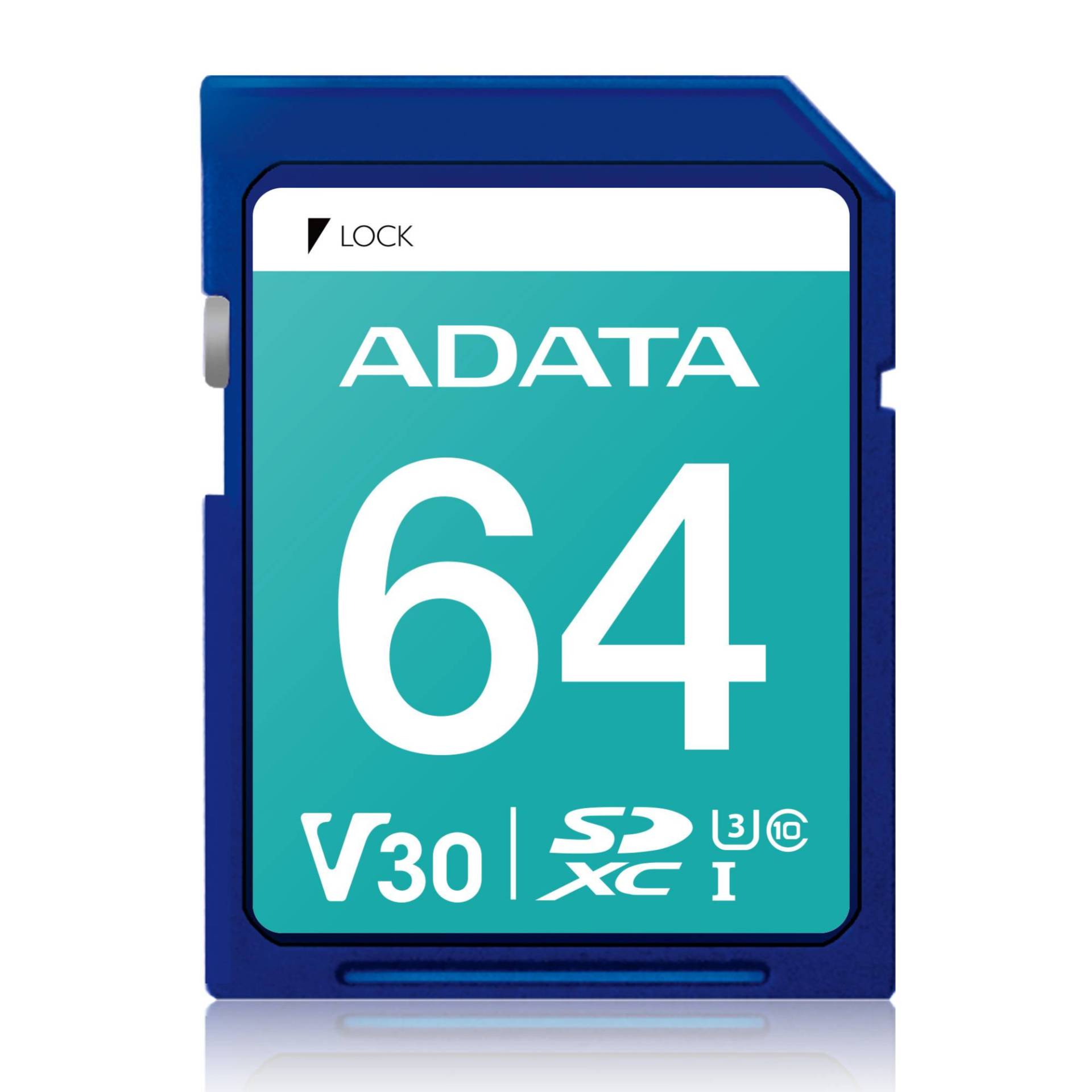 Memoria SD ADATA PREMIER PRO V30 – 64 GB, 100 MB/s, 80 MB/s, Azul, Clase 10