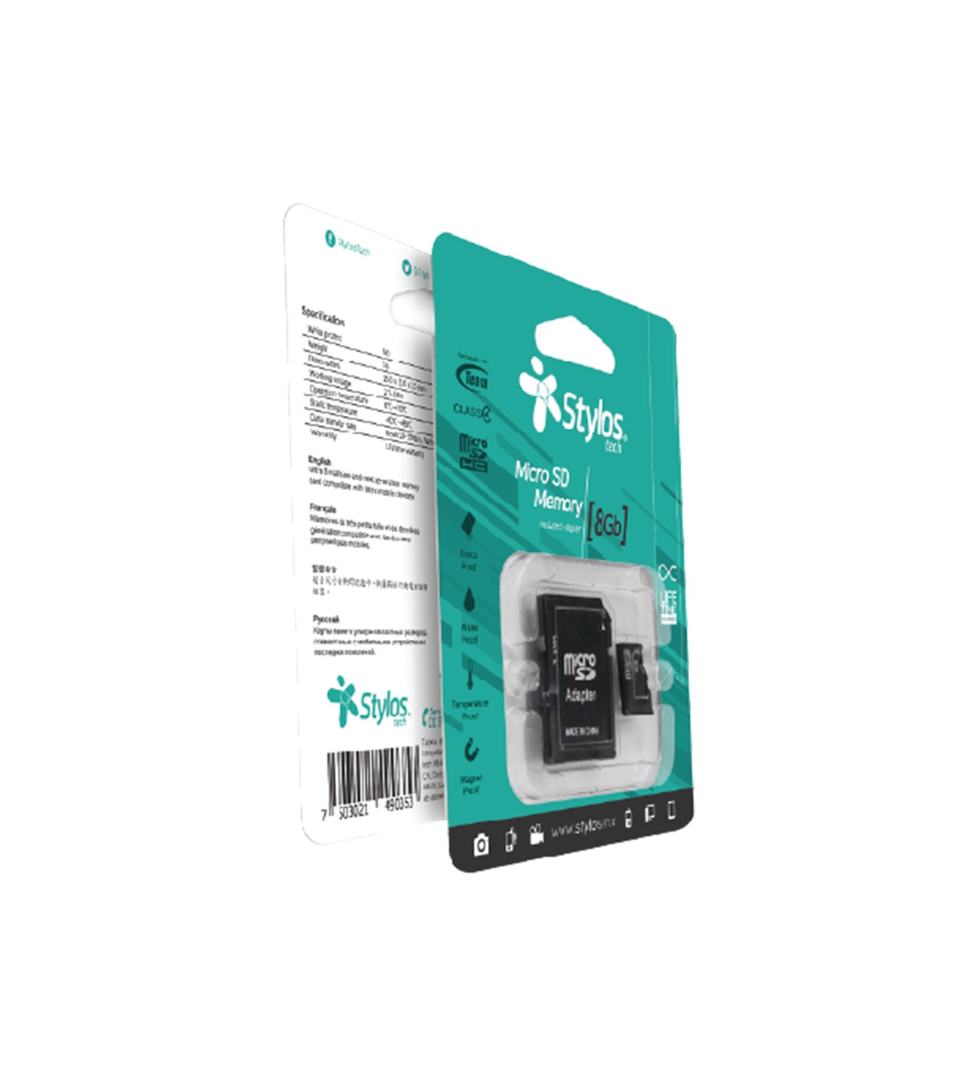 Memoria Micro SD 8GB C/A Stylos. STMSD81B –