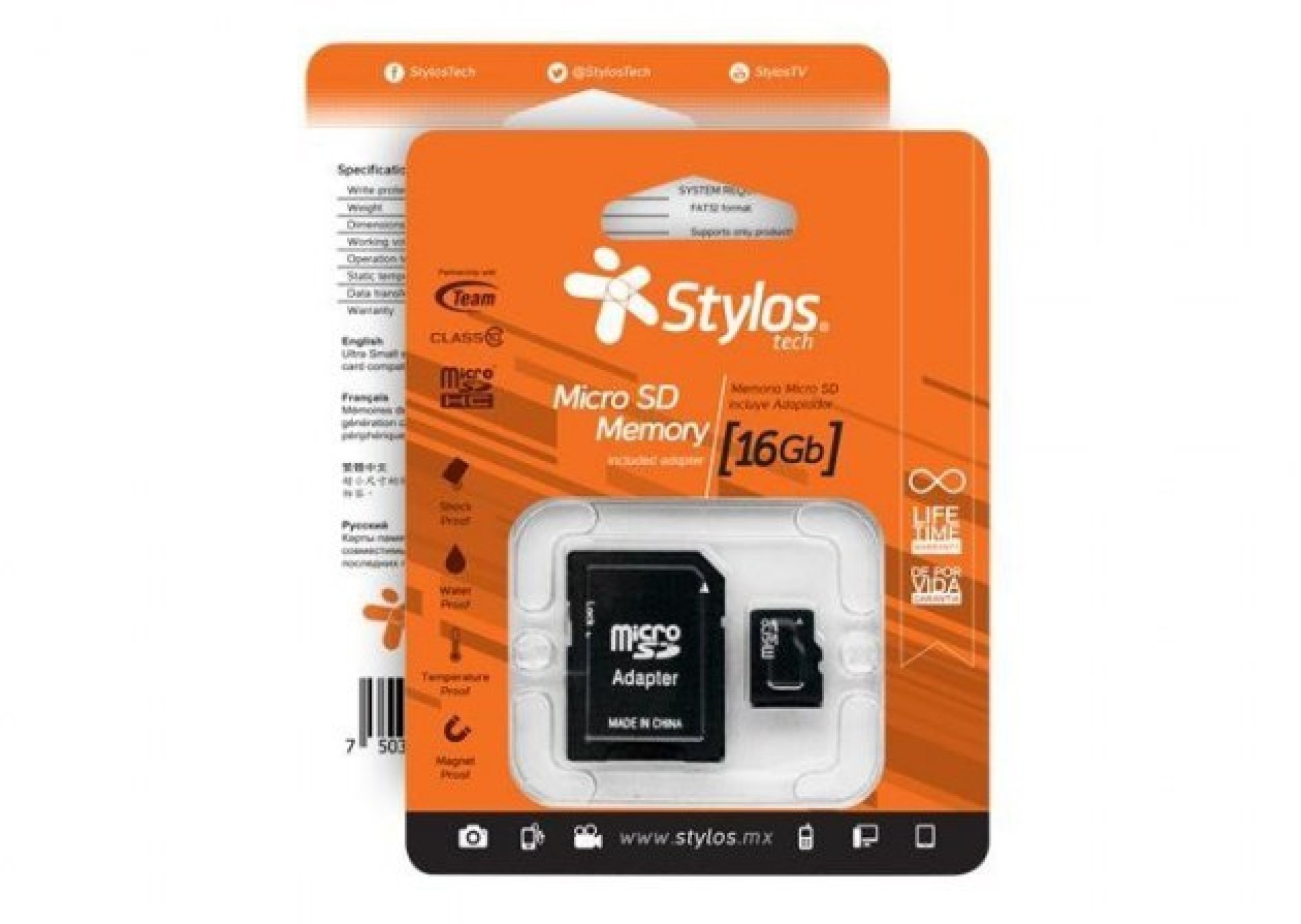 Memoria Micro SD 16GB C/A Stylos. STMS161B –