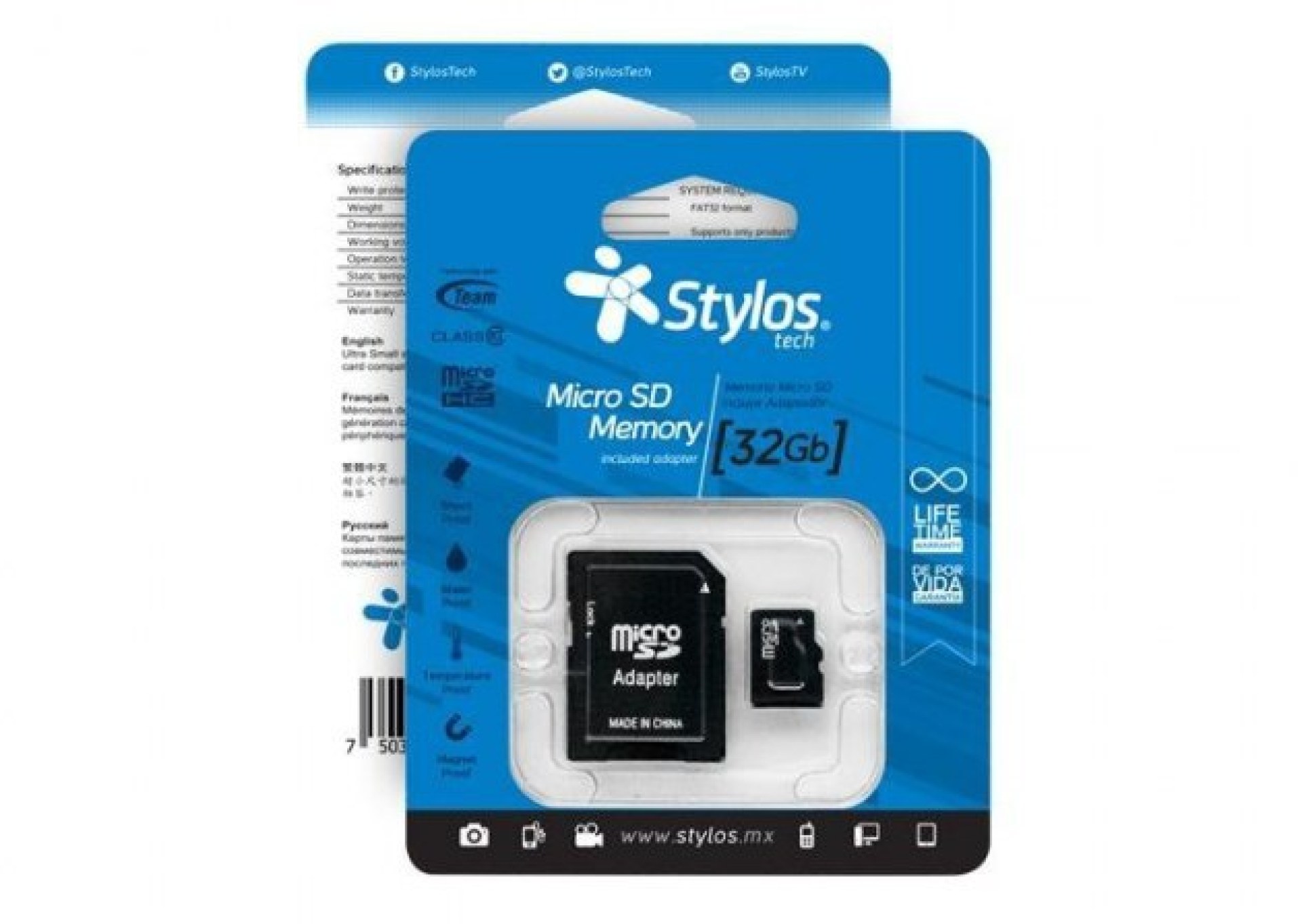 Memoria Micro SD 32GB C/A Stylos. STMS321B –