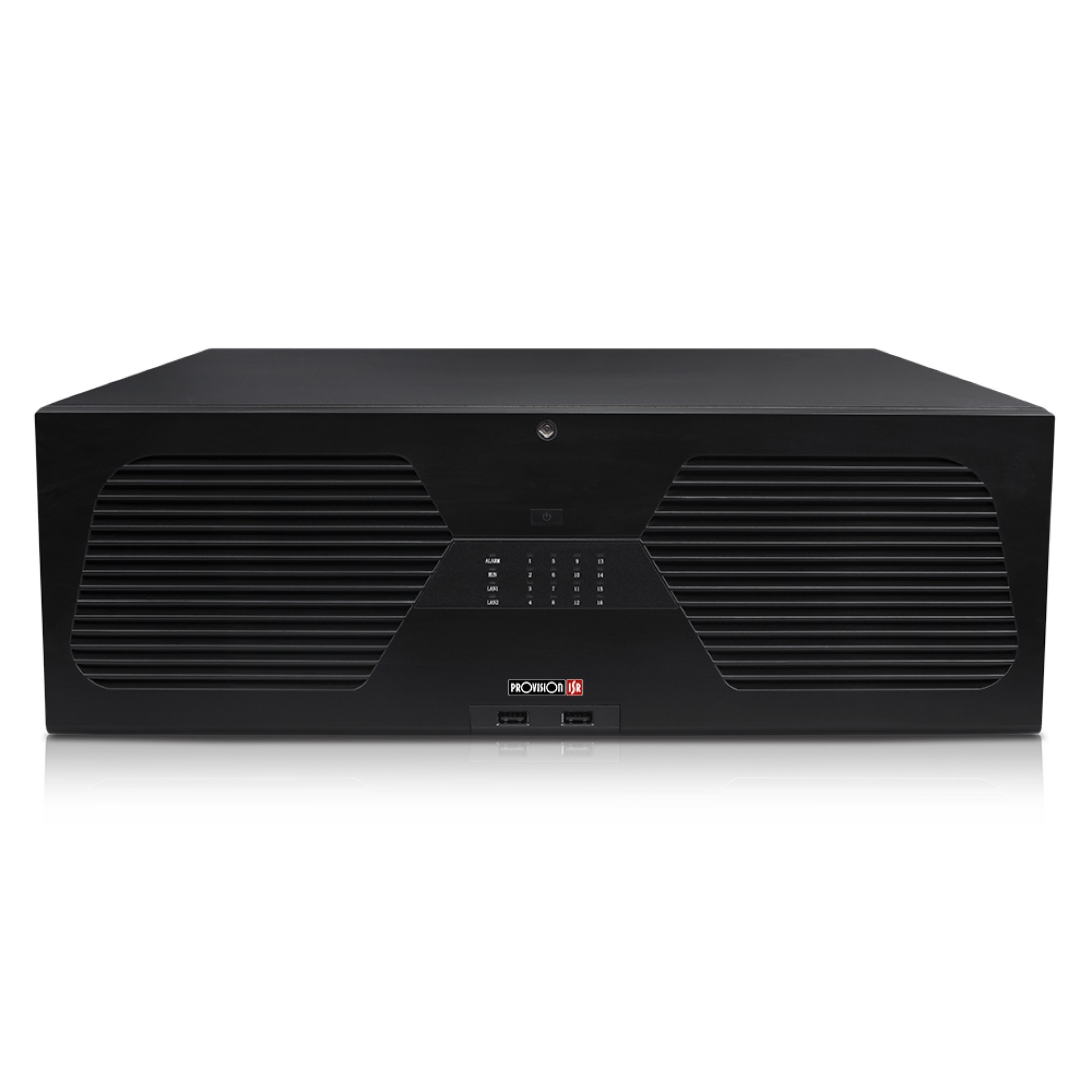 NVR de 128 canales Via Red – soporta cámaras IP de hasta 8 MP, 16xHDD 8 TB, 4K+FHD HDMI, analítico detección facial, Raid, Alarma