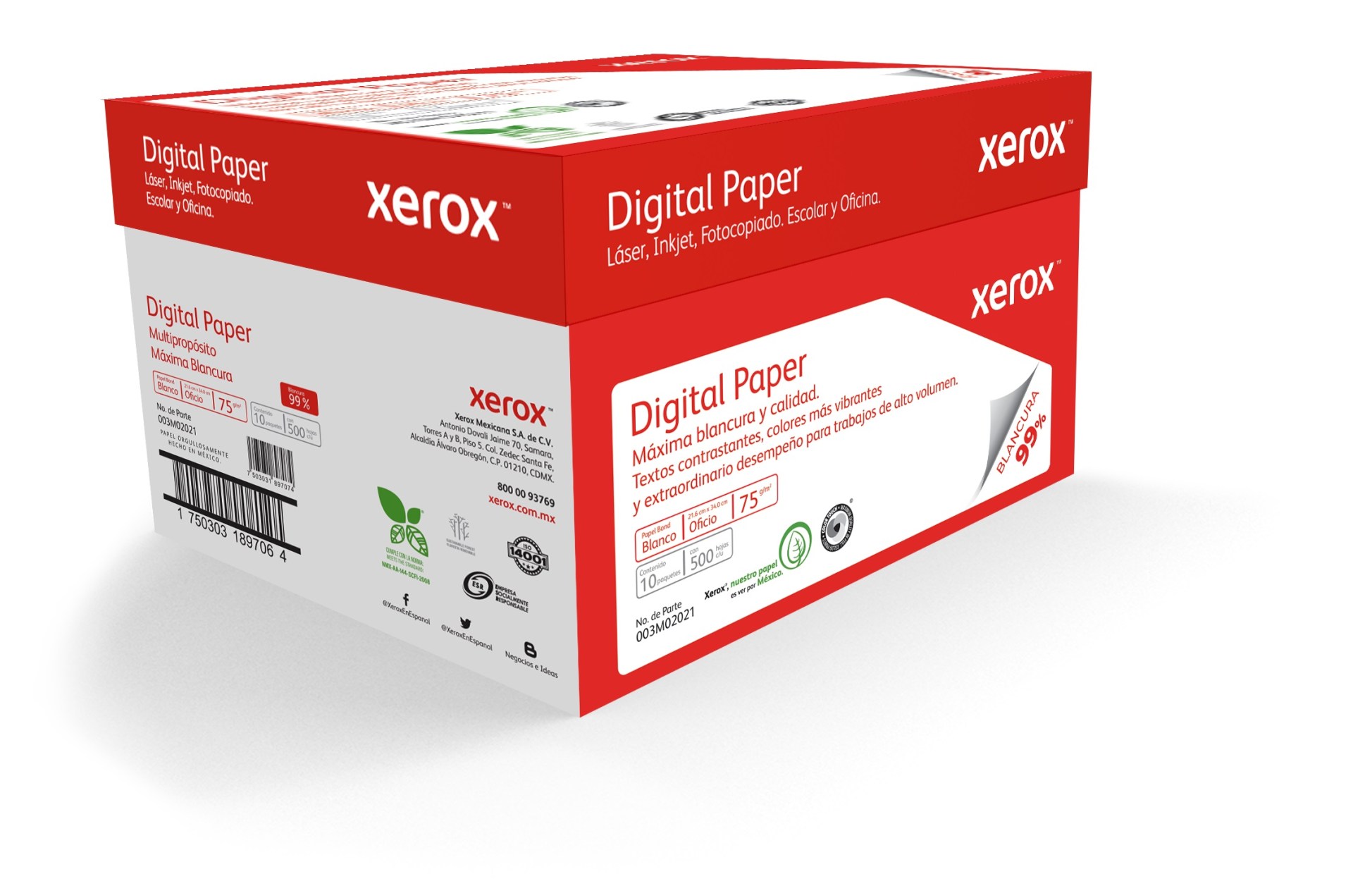 XEROX PAPEL DIGITAL ROJO OFICIO 99  BLANCURA –