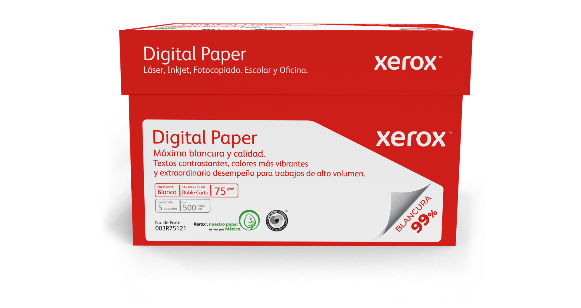 XEROX PAPEL DIGITAL ROJO DOBLE CARTA 99  BLANCURA –