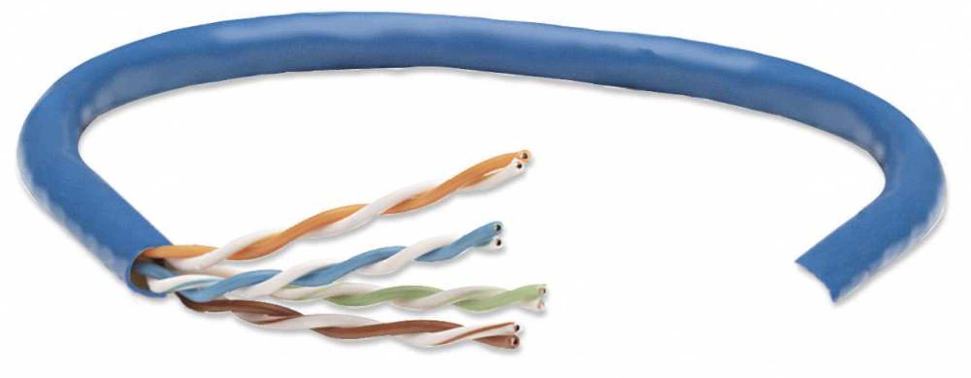 362344 BOBINA CABLE UTP DE RED CAT5E CCA ROLLO 305M SOLIDA Azul – Con refuerzo para evitar la deformación
