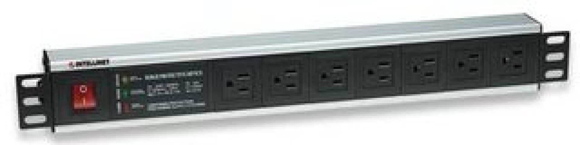 207102 Barra Multicontacto de 7 salidas para Montaje en Rack de 19 pulgadas – Con Apagador y Protección de Sobrevoltaje, Cable de conexión de 3m