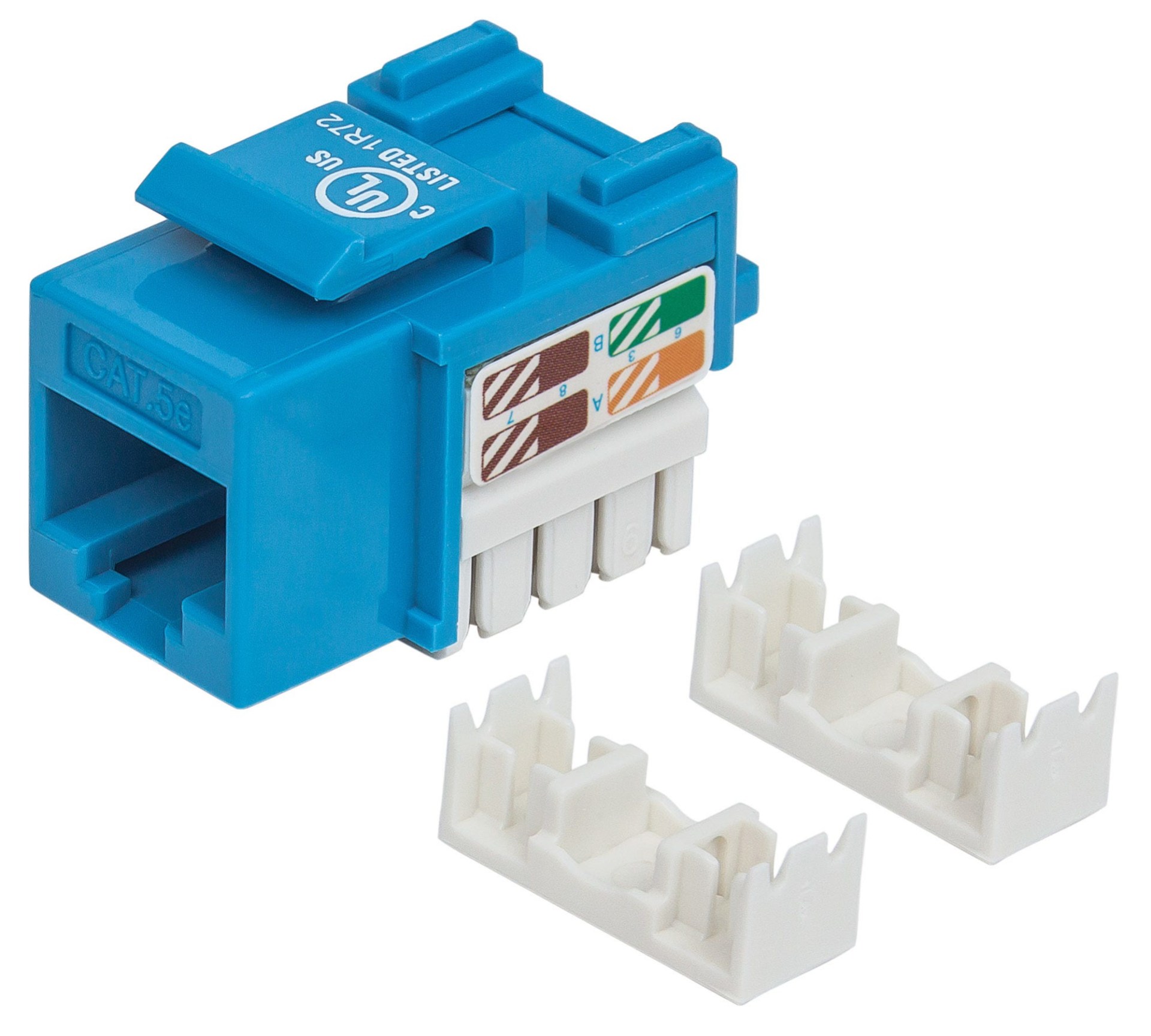 210546 JACK RJ45 CAT5E KEYSTONE DE IMPACTO AZUL – Para uso con cable sin blindar (UTP) Cat5e, Compatible con herramientas de impacto 110 y Krone