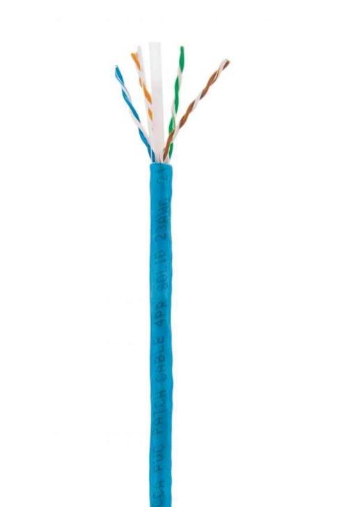704670 Bobina cable UTP de res CAT6 CCA ROLLO 305M solida Azul – Aluminio con recubrimiento de Cobre (CCA) Trenzado Sin Blindaje