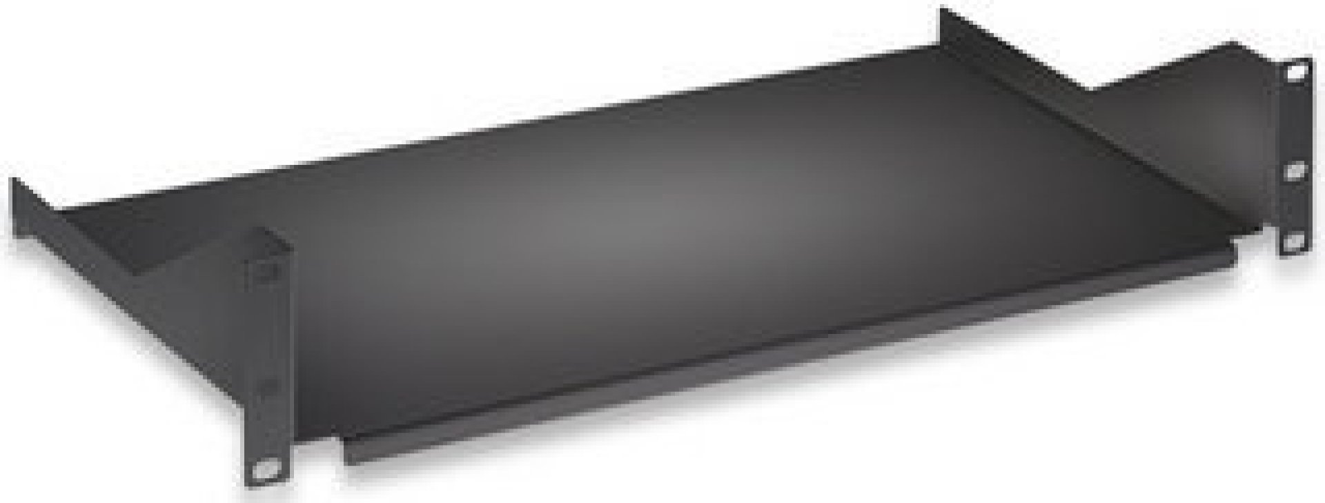 710916 Charola fija 19 – 2U, Negro. Para montaje en pared y gabinetes con un mínimo de 520 mm de profundidad
