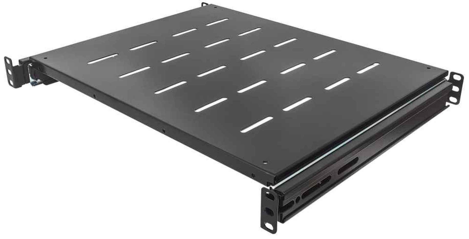 712620 Charola deslizable – 1U, 19 pulgadas Profundidad de la charola de 550 mm, para Racks dobles y Gabinetes de 600 a 800 mm, Ventilada, Negro