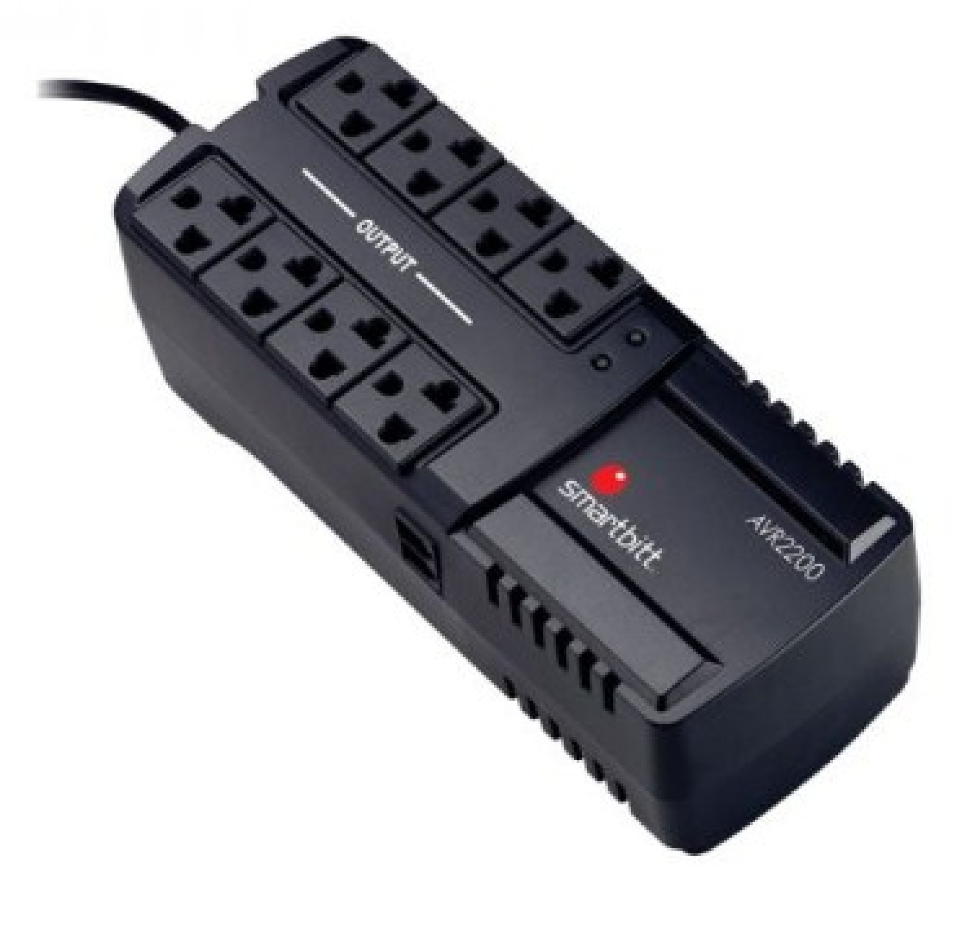 Regulador SMARTBITT SBAVR2200 – 8, Negro, Hogar y Oficina, 2200 VA, 1100 W