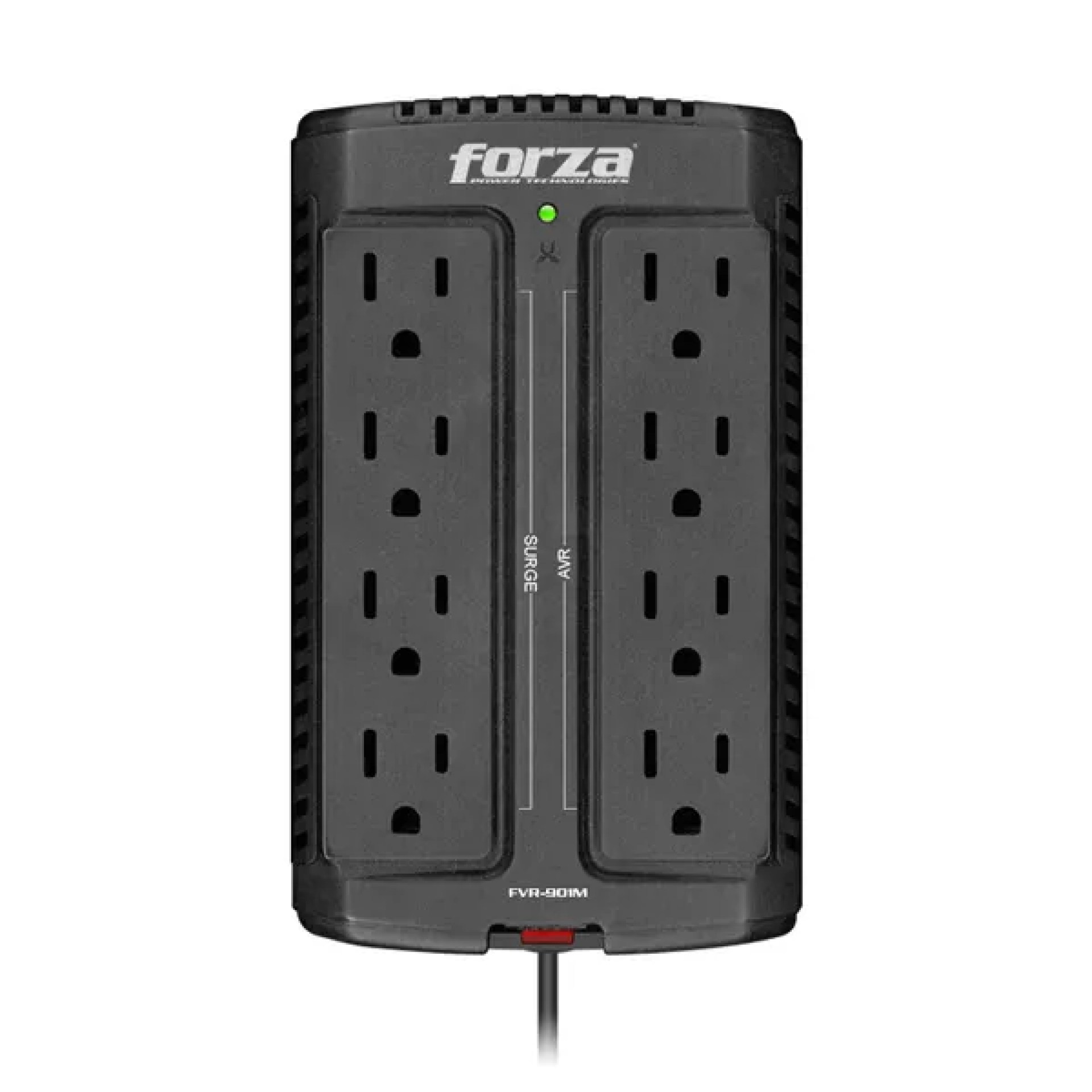 Regulador FORZA Capacidad de voltaje 900VA/450W. 8 tomas de corriente. –