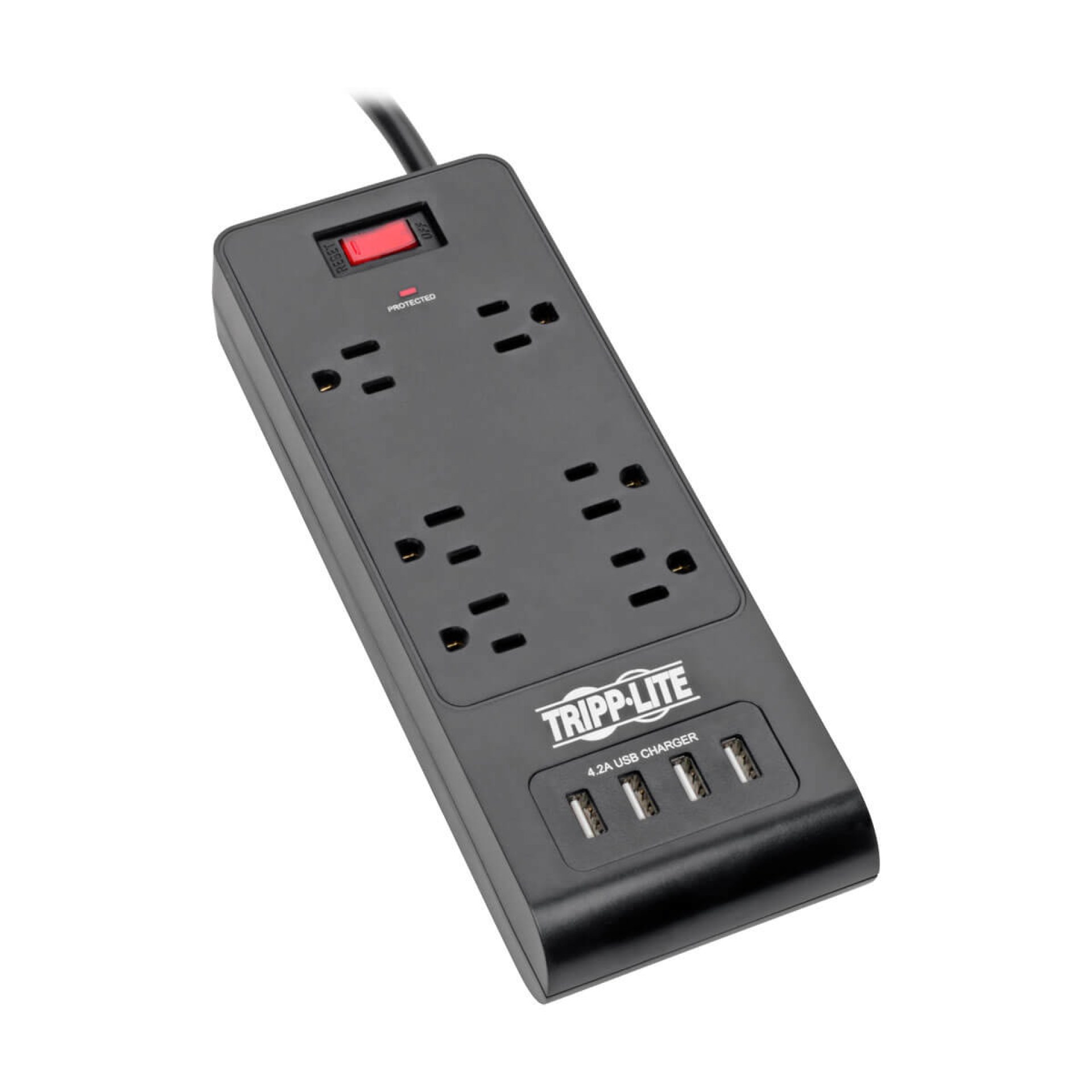 Supresor de Sobretensiones Tripp Lite de 6 Tomacorrientes con 4 Puertos USB –