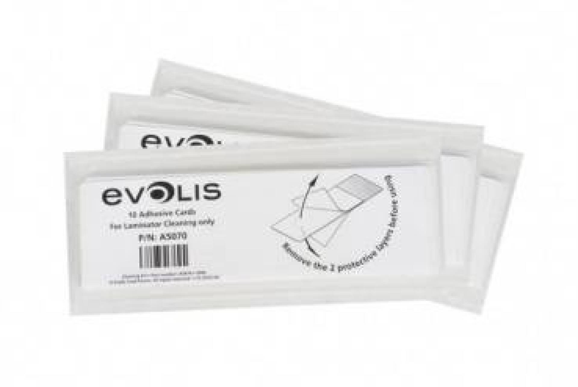 Tarjetas Adhesivas para Laminador EVOLIS A5070 – Color blanco, Limpiador