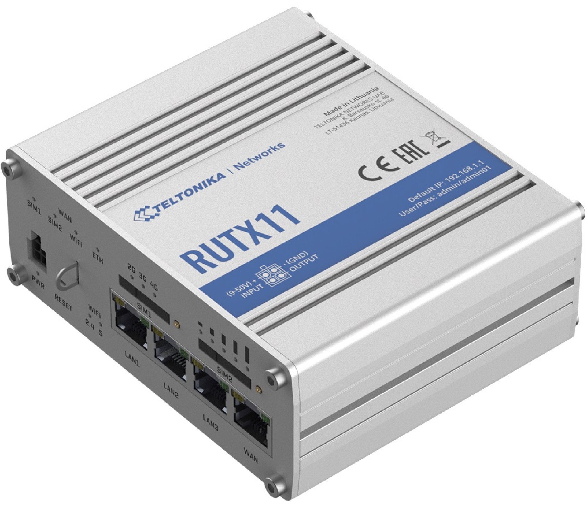 TELTONIKA Router 4G LTE Wi-Fi Industrial CAT 6 (2 Slots Sim) con 3 puertos LAN y 1 Puerto WAN configurable –