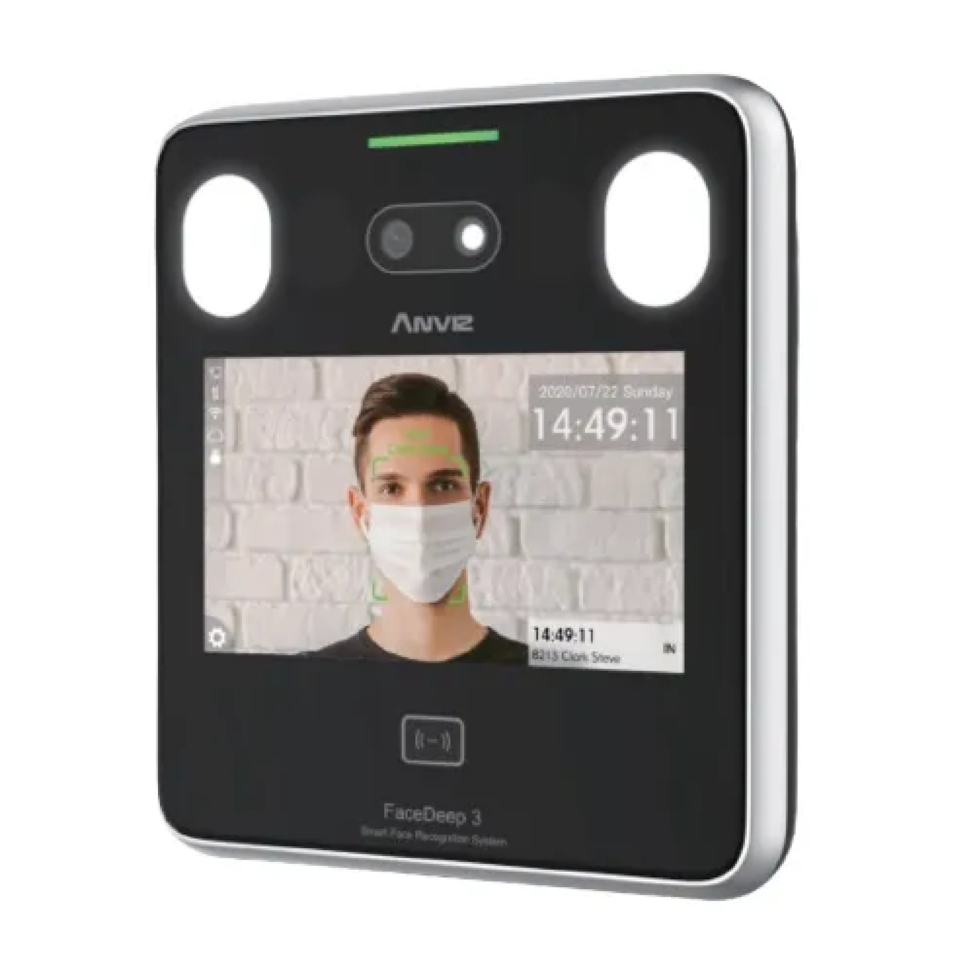 Control de Acceso Biométrico Anviz AN-FACEDEEP3 – Reconocimiento facial con cubre boca, Soporta Hasta 6000 usuarios, 6, 000 RFID y 10, 000 registros.