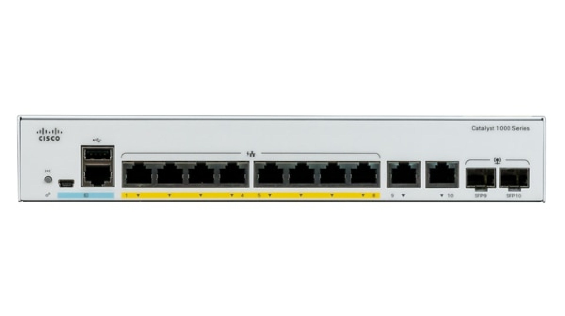 Switch Cisco Catalyst C1000-8P-E-2G-L 8 puertos Gigabit Ethernet – POE, Ext PS, 2x1G SFP, Smartnet se vende por separado