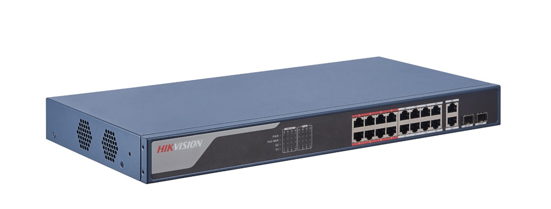 Switch Monitoreable PoE+ / 16 puertos 10/100 Mbps PoE+ / 2 puertos 10/100/1000 Mbps + 2 puertos SFP de Uplink –
