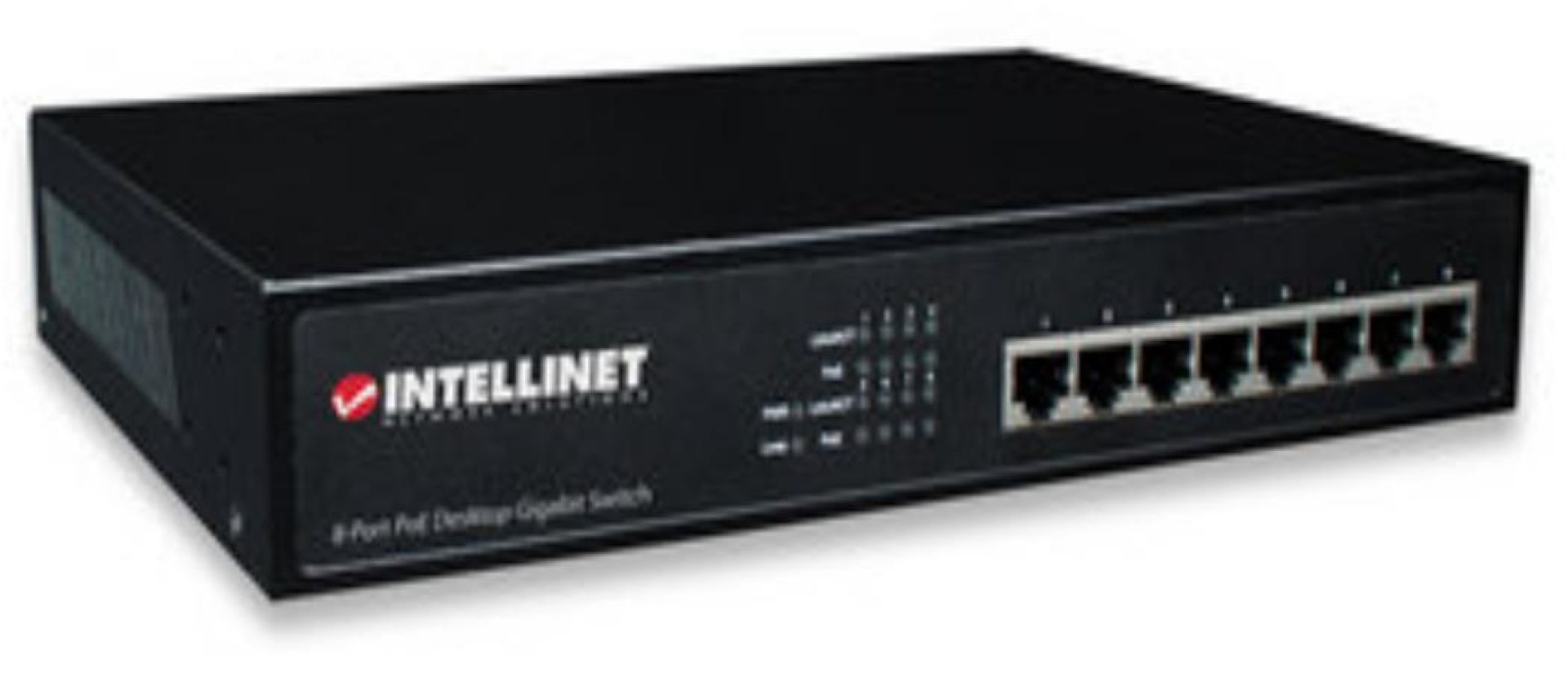 Switch INTELLINET Gigabit PoE+ de 8 puertos – Negro, 135 W, 8 puertos, Cat5e, Cat6, RJ-45