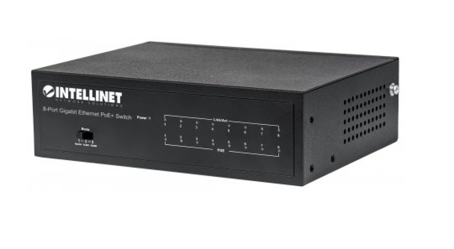 Switch INTELLINET PoE+ Gigabit Ethernet de 8 puertos – Negro, 67, 3 W, 8 puertos, Cat5e, Cat6, RJ-45