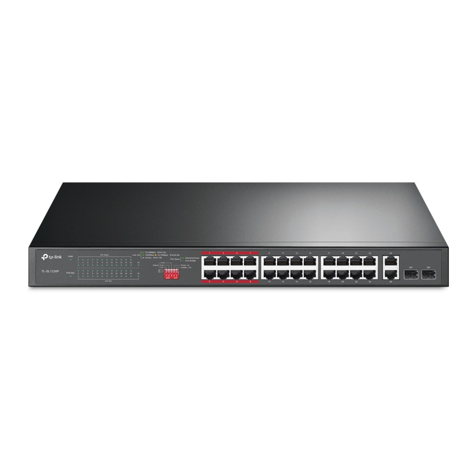 Switch POE no Gestionable TP-LINK TL-SL1226P – Negro, 294 W, 24 puertos