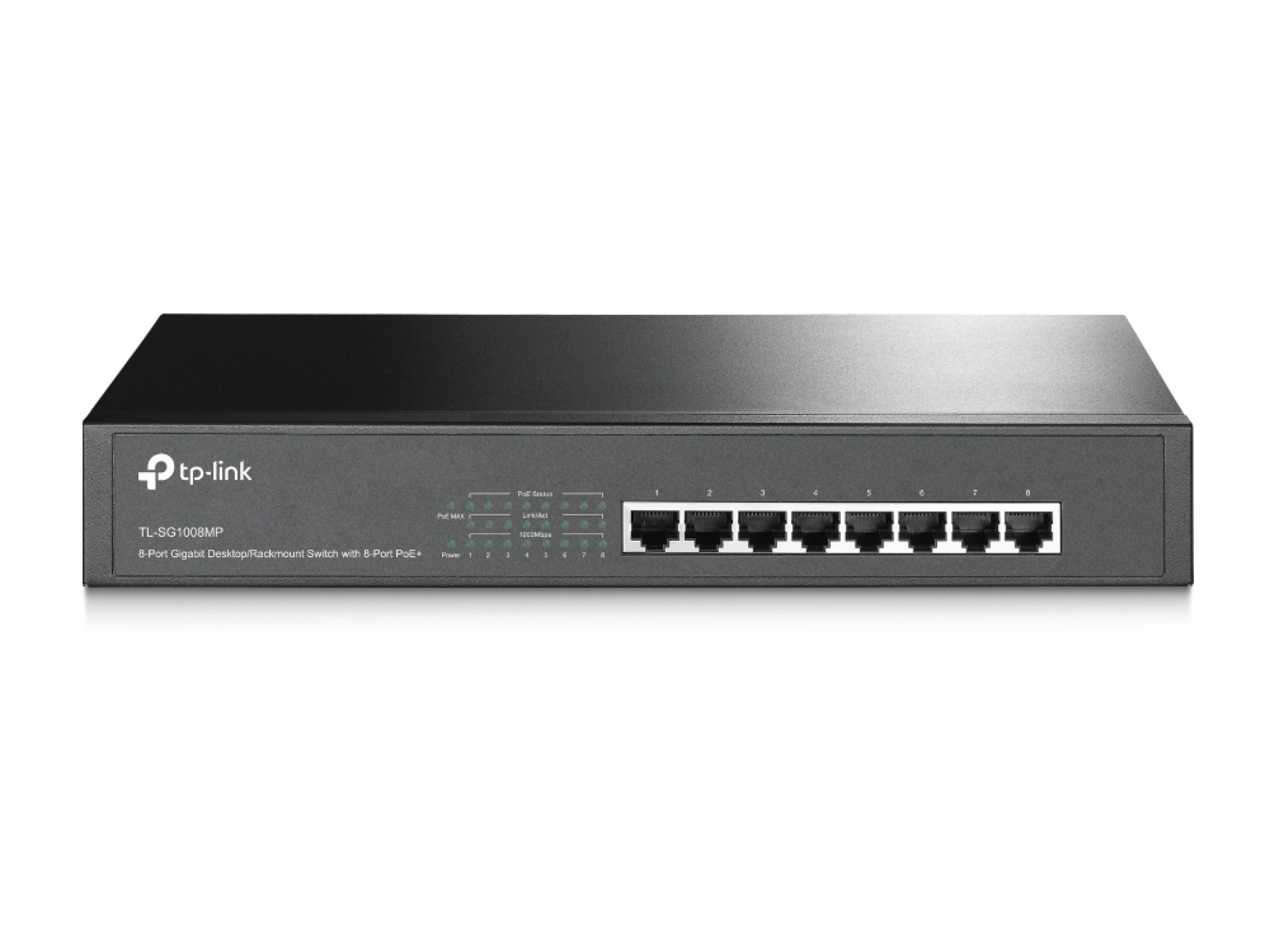 Switch Gigabit TP-Link No administrable POE (TL-SG1008MP) – Negro, 126W, 8 puertos