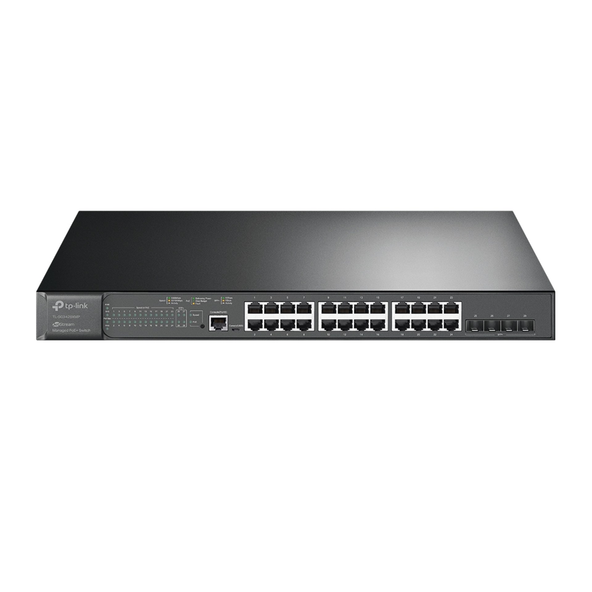 Switch JetStream  Gigabit TP-Link Administrable L2 SG3428XMP (TL-SG3428XMP) de (24) puertos 10/100/1000 Mbps y (4) 10 GE SFP +L2+con  POE –