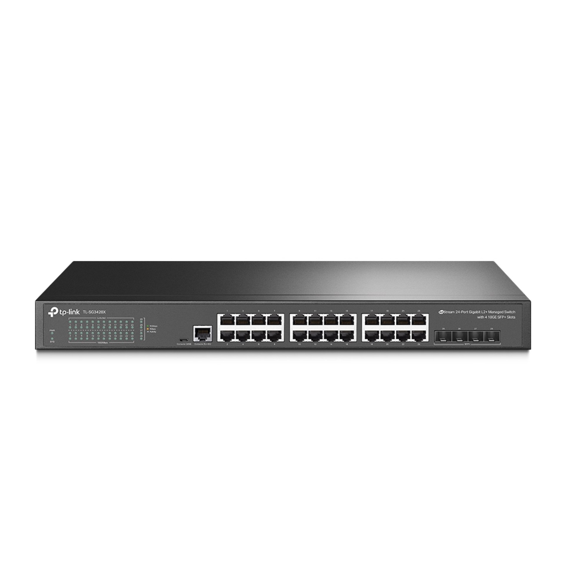 Switch TP-LINK SG3428X (TL-SG3428X) – 24 puertos, puertos 10/100/1000 Mbps, L2+ con 4 ranuras 10GE SFP+