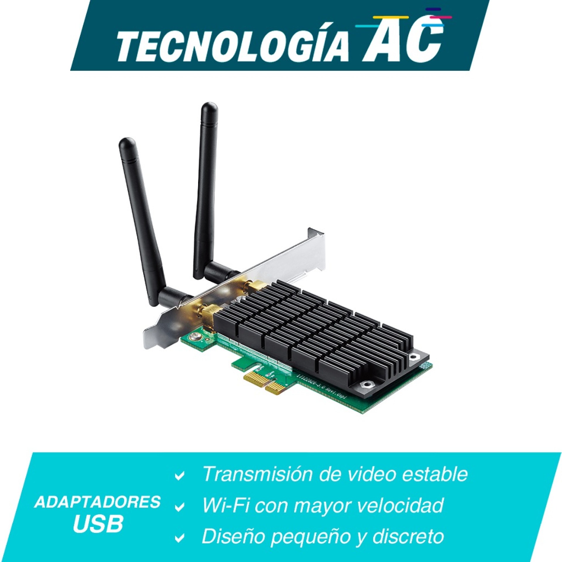 TARJETA DE RED PCI-EXPRESS WIFI DE DOBLE BANDA TP-LINK ARCHER T4E MIMO Y BEAMFORMING –