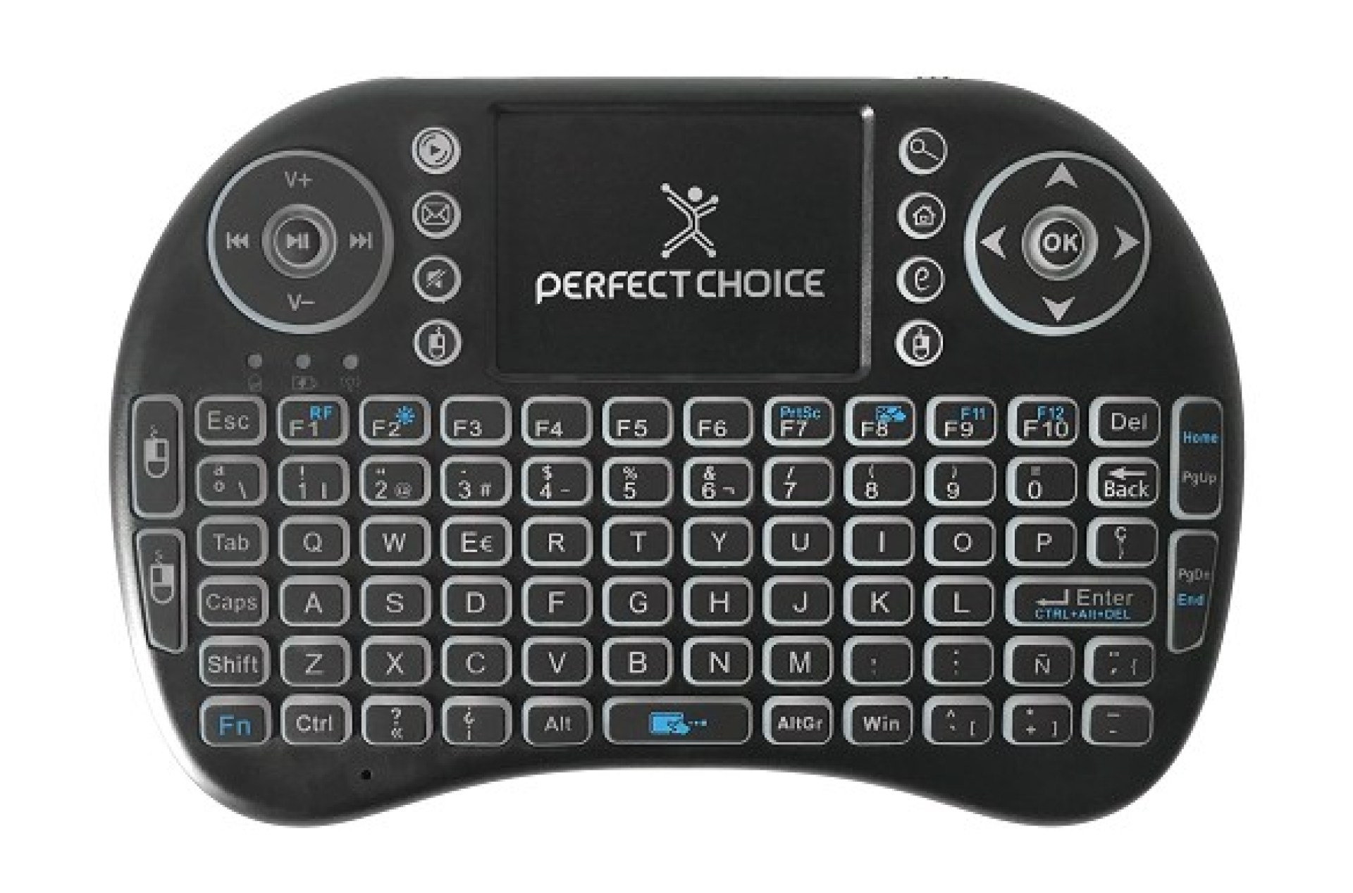 Mini Teclado PERFECT CHOICE PC-201007 – QWERTY, Negro, Universal, Inalámbrico