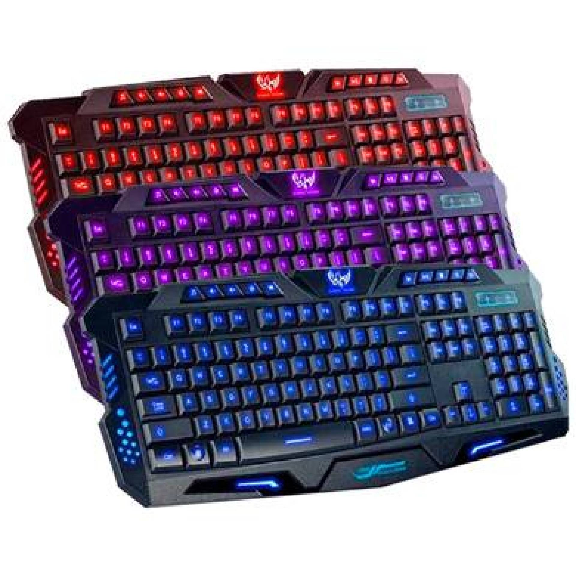 Teclado Iluminado – RGB, Ergonómico, Multimedia, Alámbrico USB, Negro (Inglés), 420028 BROBOTIX