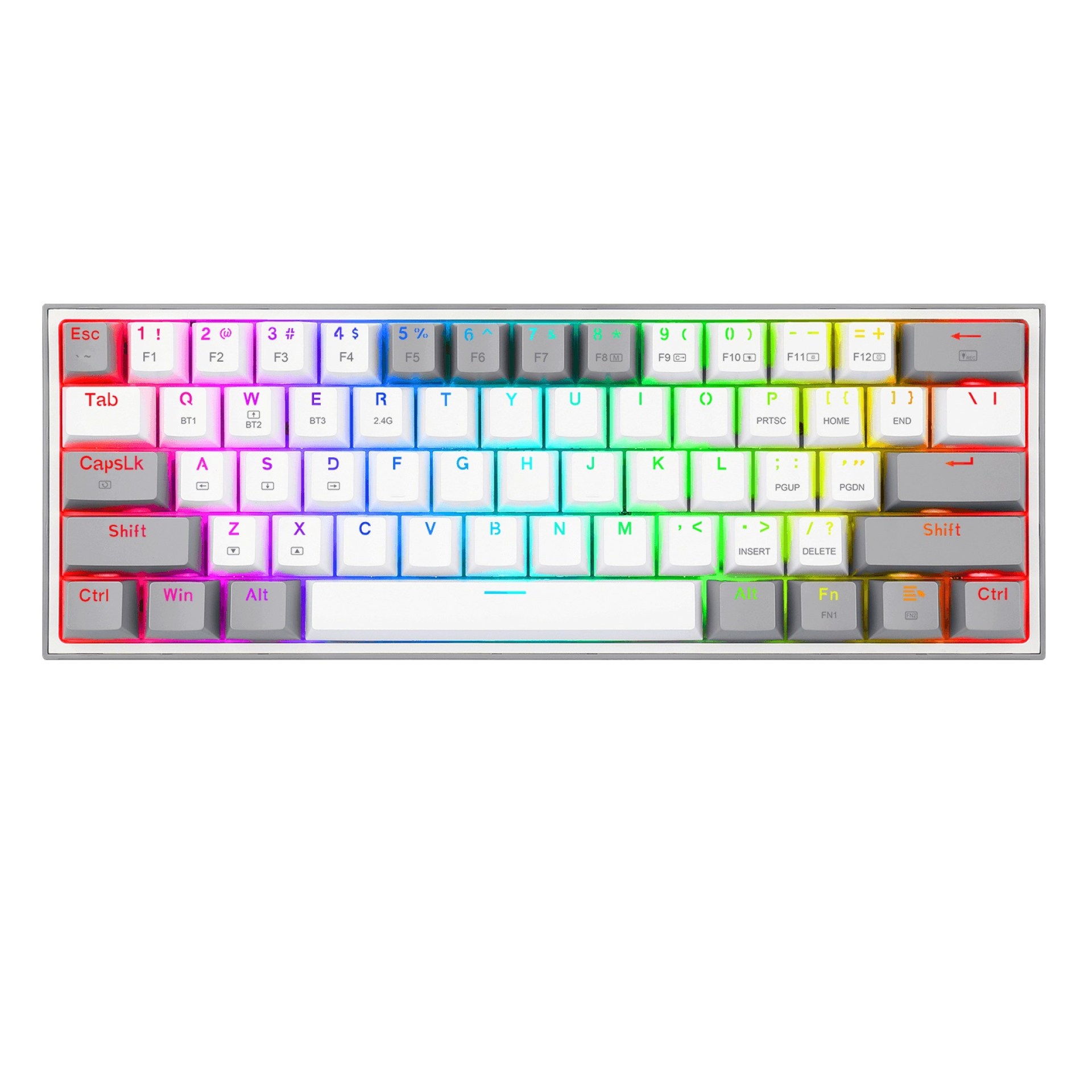 Teclado Mecánico Redragon Fizz Pro White/Gray – Inglés, Blanco y Gris