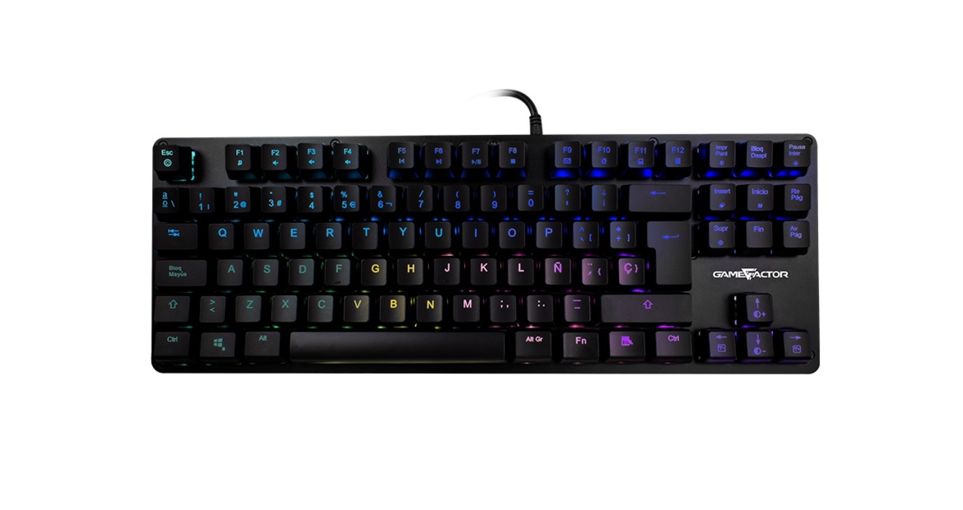 Teclado Mecánico GAME FACTOR KBG500-RD – Alámbrico, Español, Negro, RGB