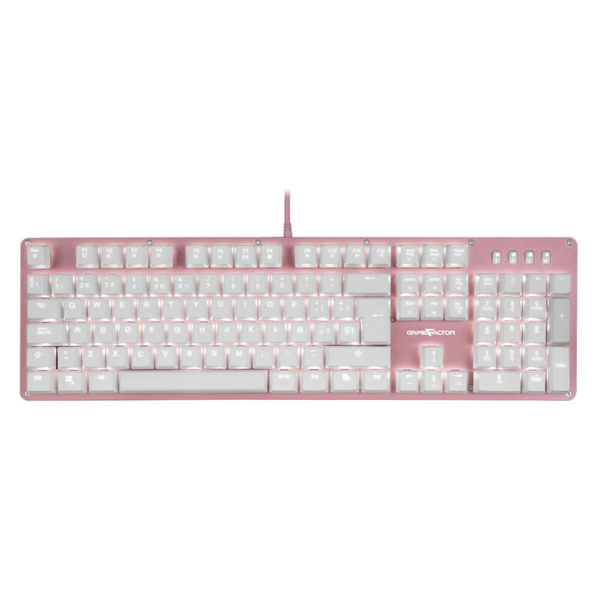 Teclado Mecánico Game Factor KBG400-PK-RD – Switch Red, USB, Rosa y Rojo
