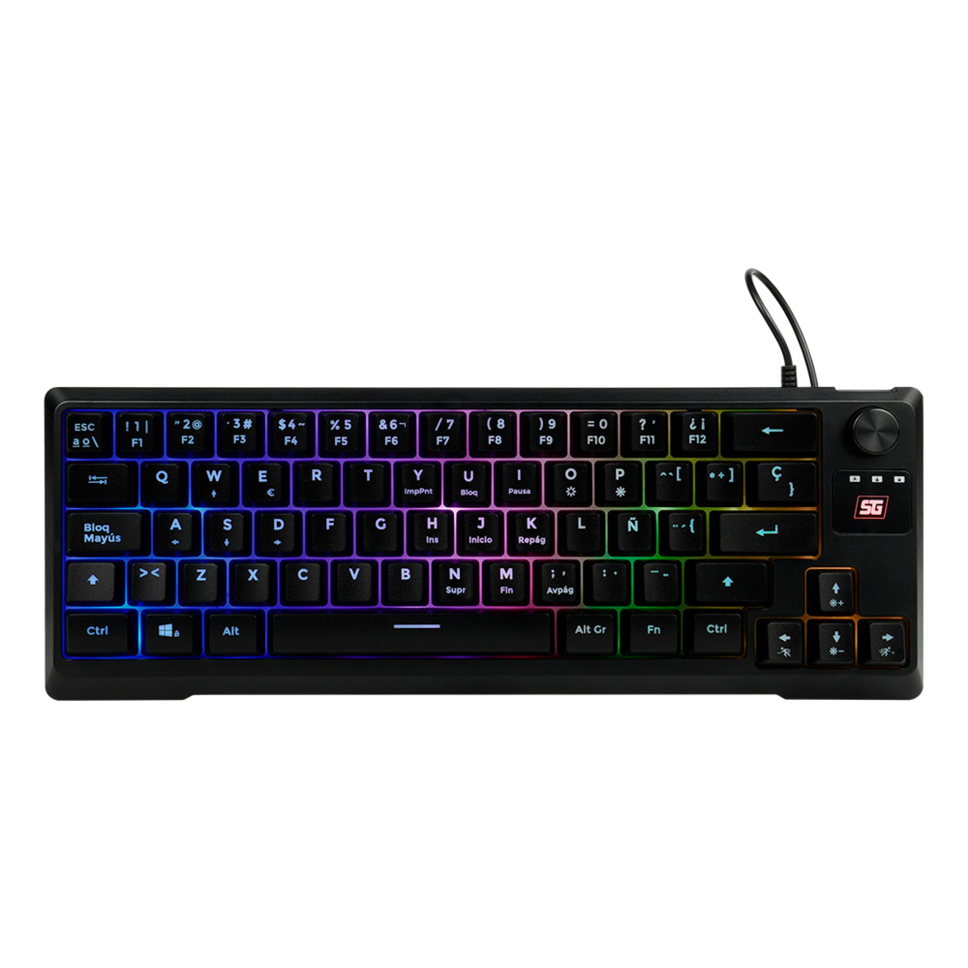 Teclado Gamer Vorago Start The Game KB-506 Tkl Factor 65 – Rgb, Rueda Multimedia, Alámbrico, Anti Ghosting, Usb Negro
