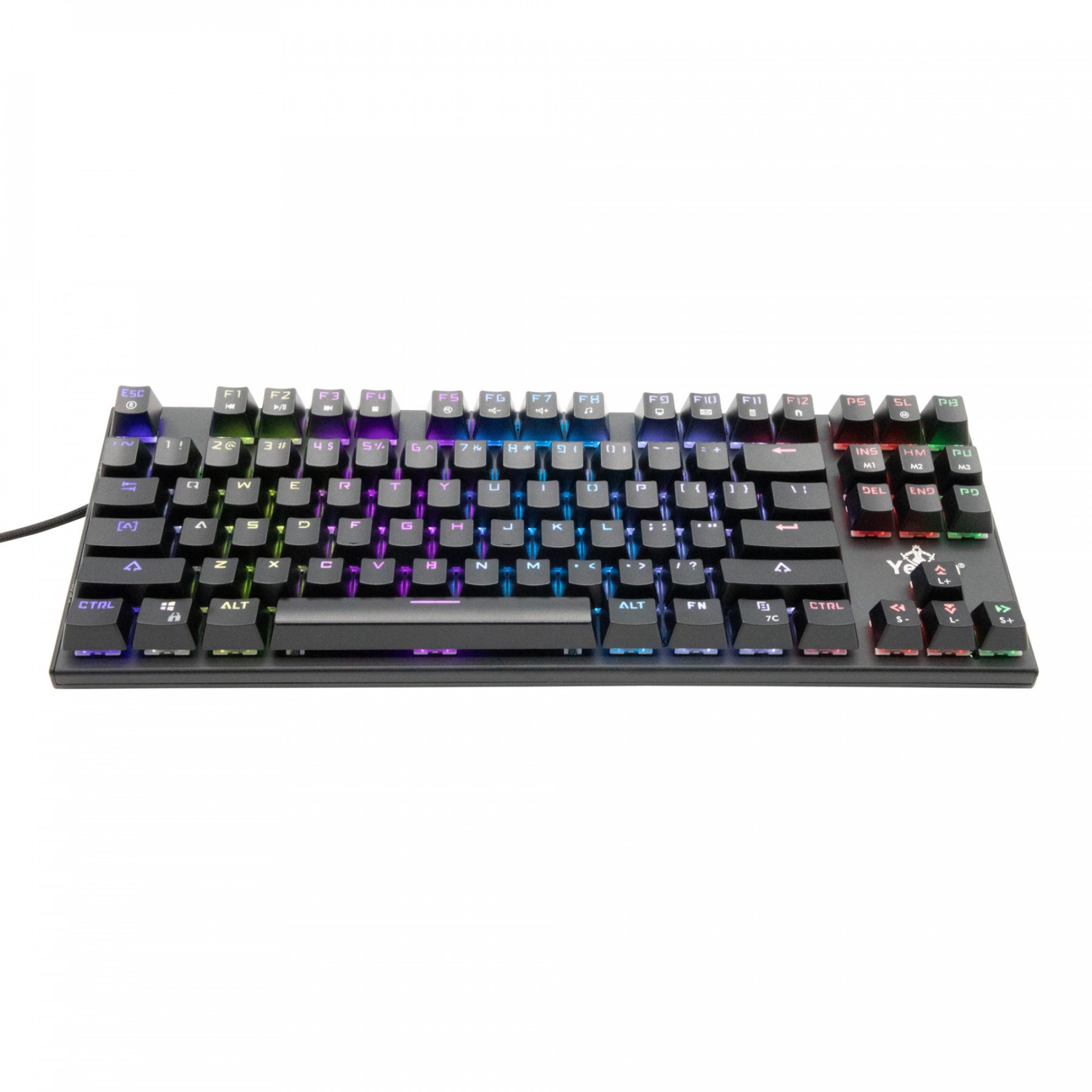 YEYIAN TECLADO GAMING SPARK SERIE 2000 – 87 TECLAS, SWITCH AZUL, ANTI GHOSTING N-KEY, 50M DE PULSACIONES, RGB DINAMICO, ACABADO ANTISUDOR, MOD. YAT1804