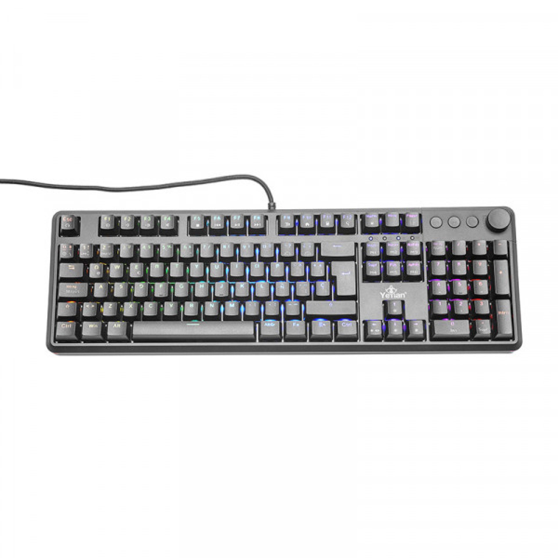 YEYIAN TECLADO GAMER ASWARD SERIE 3000 – SWITCH AZUL, 105 TECLAS MECANICAS, 50 MILLONES DE PULSACION, BOTONES ILUMINADOS CUSTOM, IP42, USB-A YTM-28208B