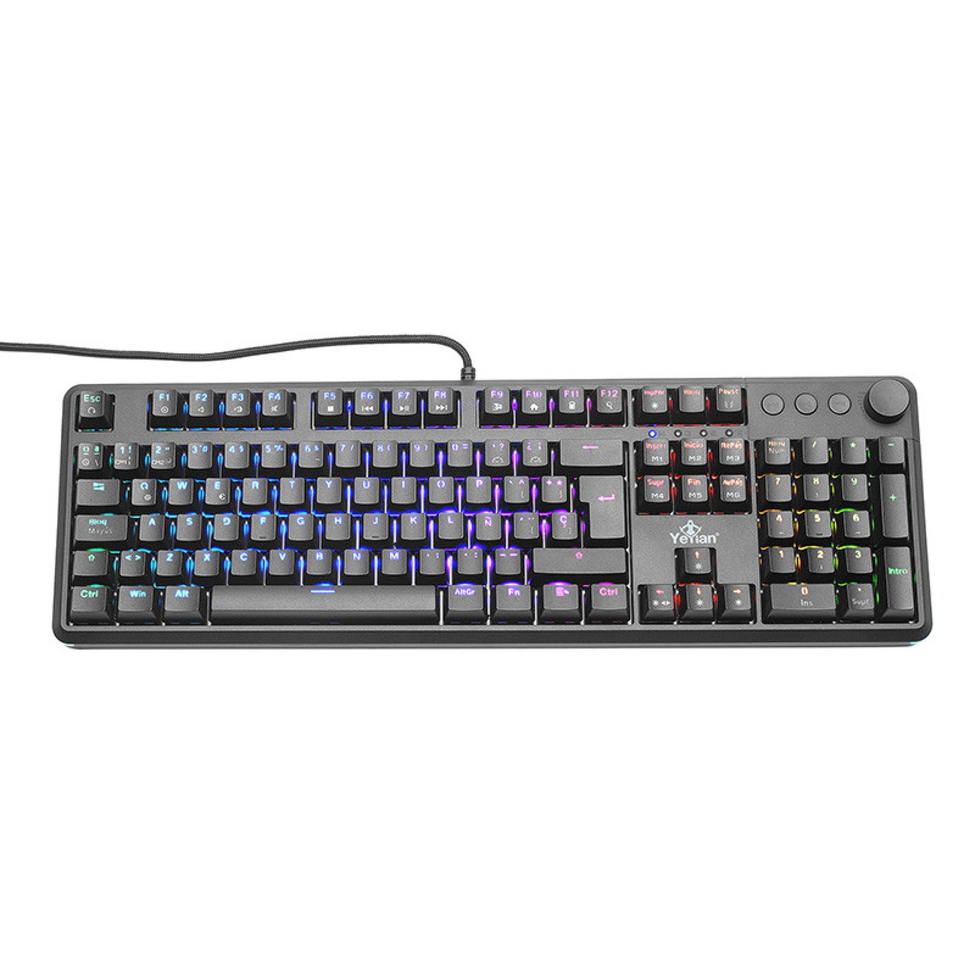YEYIAN TECLADO GAMER ASWARD SERIE 3000 – SWITCH ROJO, 105 TECLAS MECANICAS, LED RGB ARCOIRIS, 18 EFECTOS RETRO ILUMINADO CUSTOM, IP42, MOD. YTM-28207R