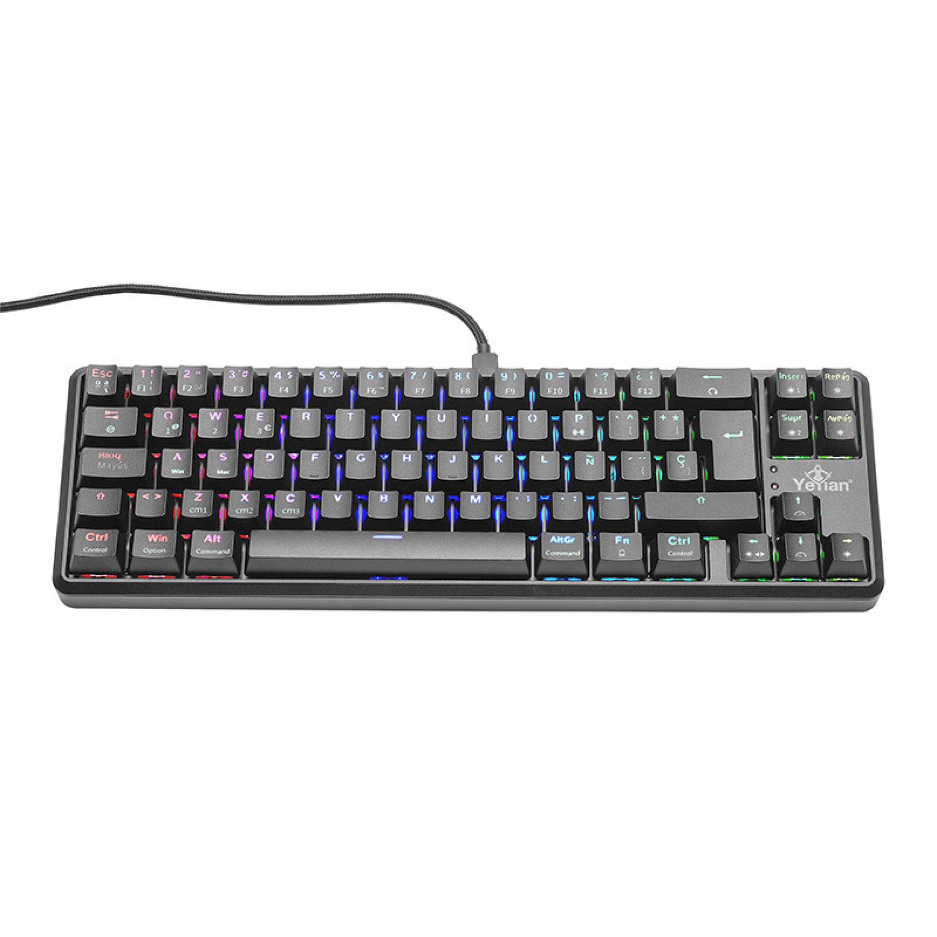 YEYIAN TKL TECLADO GAMER AKIL S 3500 SWITCH ROJO – 69 TECLAS, INTERRUPTOR CAMBIO, ANTI GHOSTING N-KEY R, LED RGB ARCOIRIS 18 EFECT, IP42  YTM-28209R