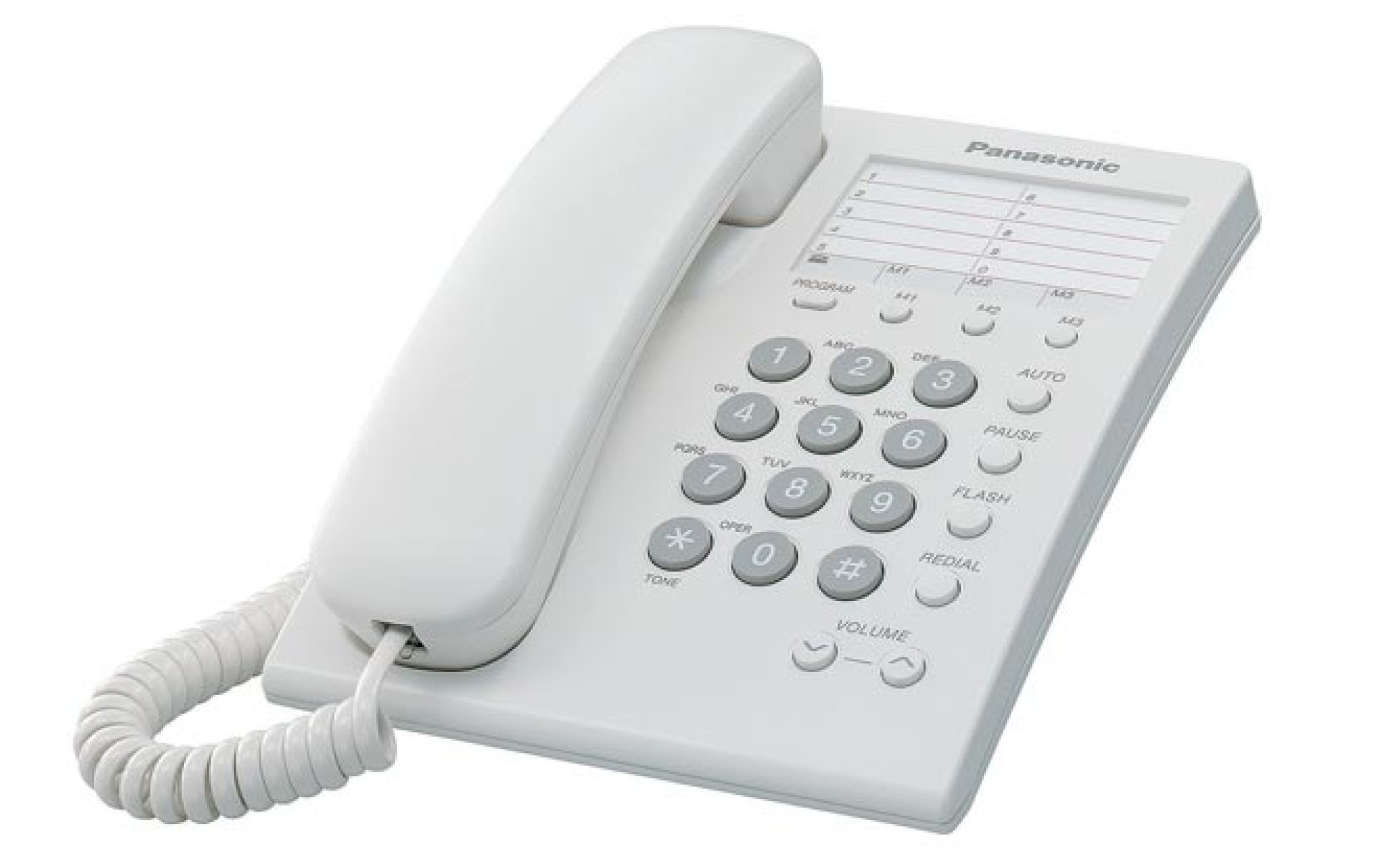 Teléfono analógico PANASONIC KX-TS550MEW – Analógica, Escritorio/pared, Color blanco, Incluye Memoria para 10 Números