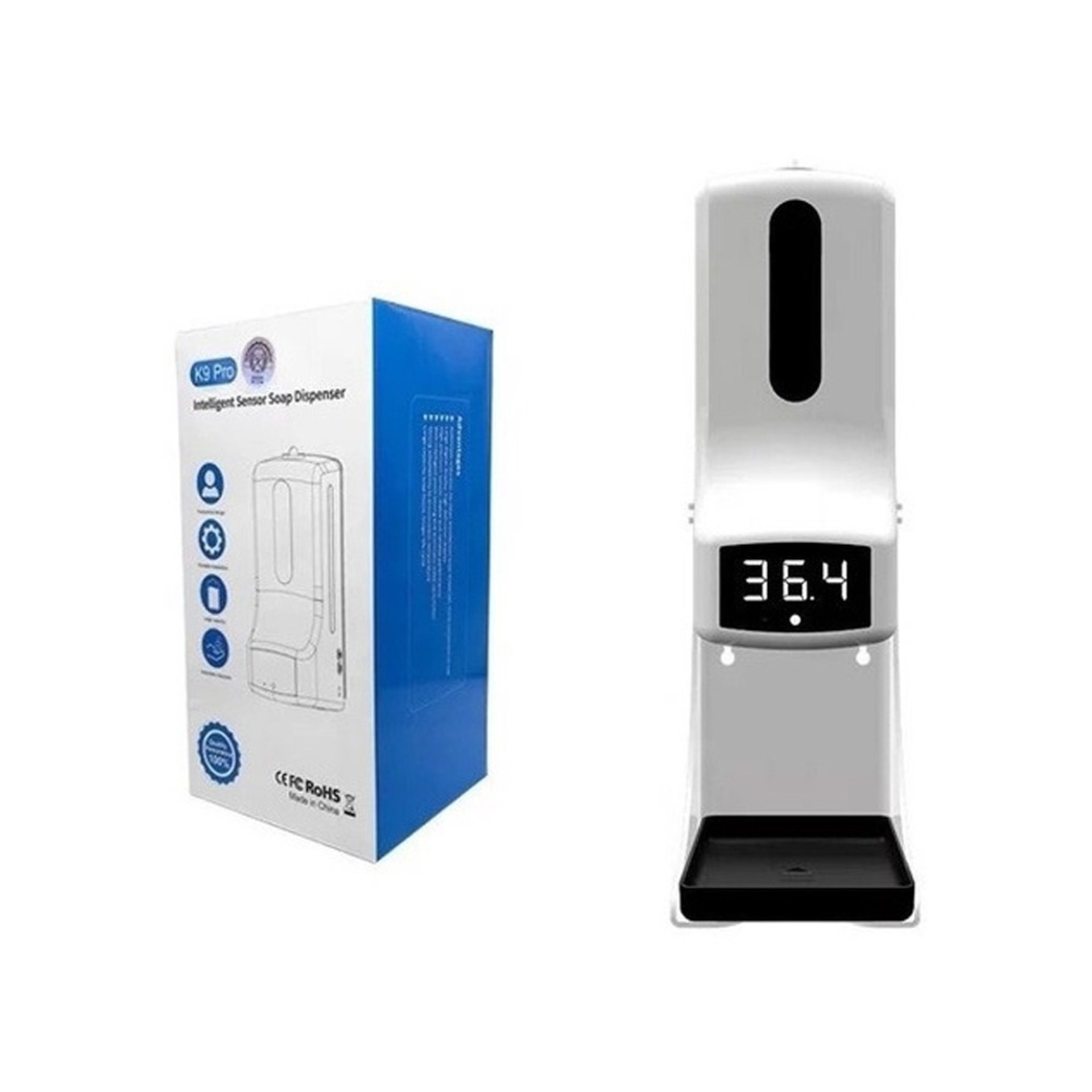 Termómetro Inteligente con Dispensador de Gel marca KSA Modelo K9 Pro –