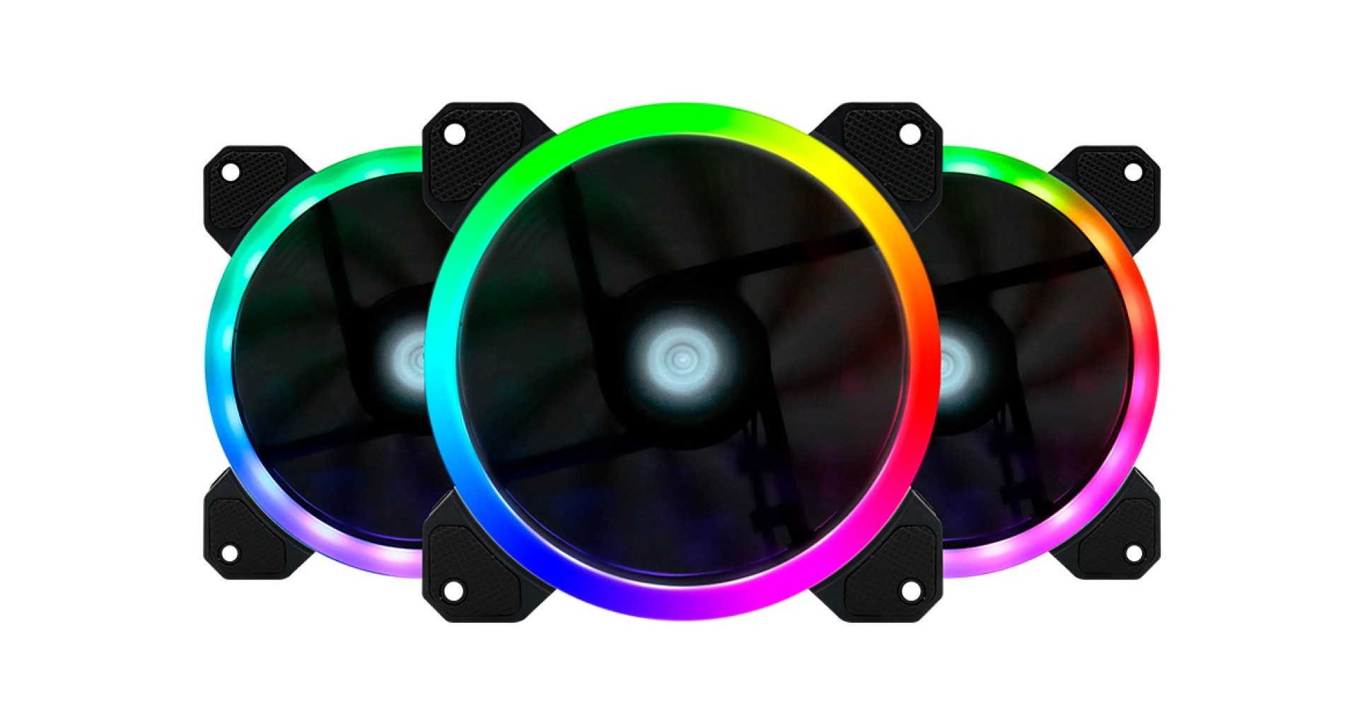 Kit de Ventiladores GAME FACTOR FKG400 – Multicolor, Ventilador 120mm Incluye 2 Tiras LED, Control Remoto.